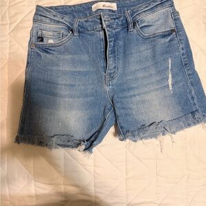 KanCan Light Blue Frayed Hem Denim Shorts